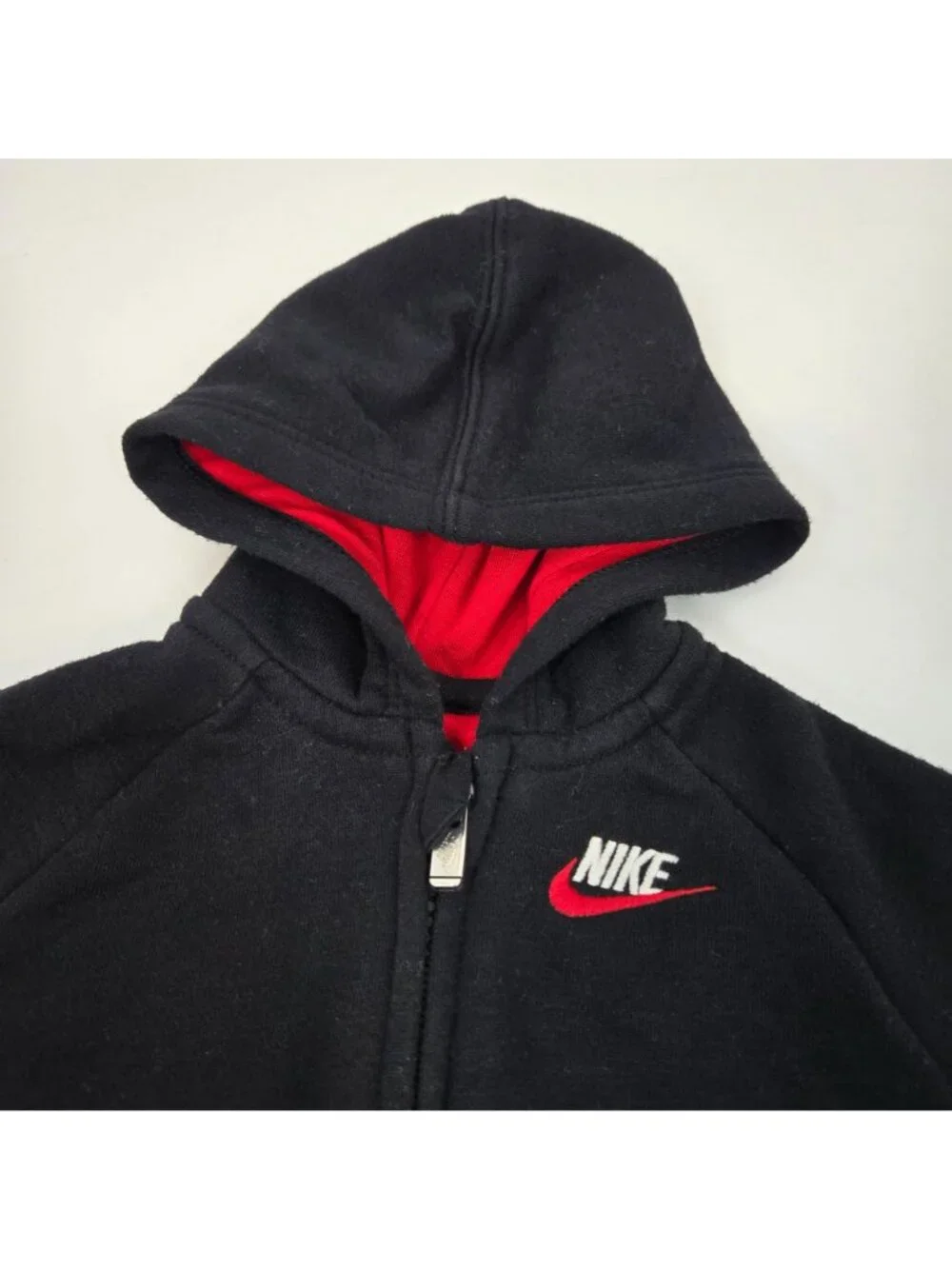 Nike One Piece Zip Up Bodysuit with Hood Black Long Sleeve Logo Baby Size 3M
